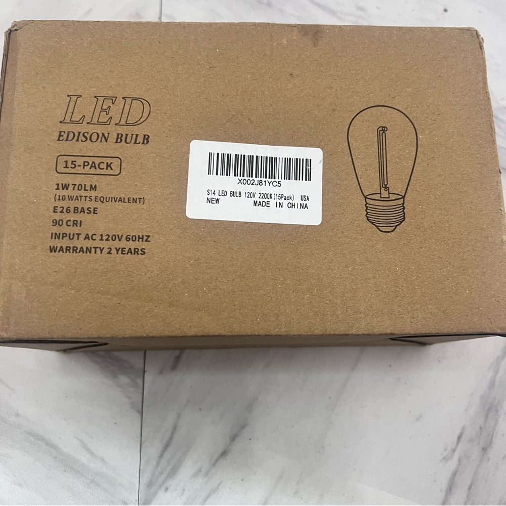 15 Pack‎ S14 LED String Light Bulbs, 1W Shatterproof & Waterproof Outdoor